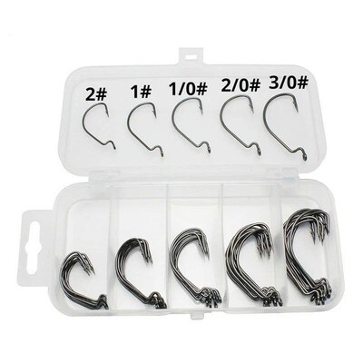 50pcs/lot Wide gap Texas fishing hooks offset fishhook for s