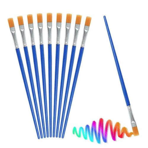 10Pcs/set Painting Brushes Art Round Flat Hair Nylon Hair Pa
