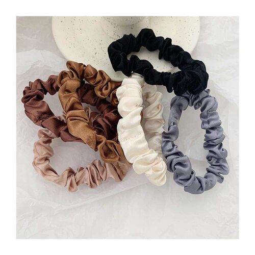 6 Pcs/Set Woman Fashion Scrunchies Silk Hair Ties Girls tail