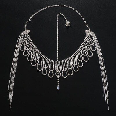 Multilayer Rhinestone Fringe Head Chain Forehead Headband In