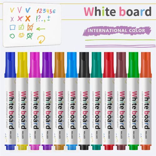 12 Colors Whiteboard Erasable Markers Quick-Drying High Capa