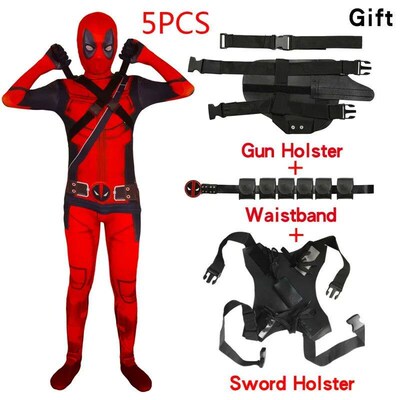 Childrens Deadpool Cosplay Costume Adults Suit Kids Strap H