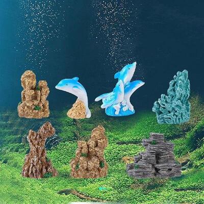 7 Pieces Aquarium Decorations Rockery Fish Tank Decor for