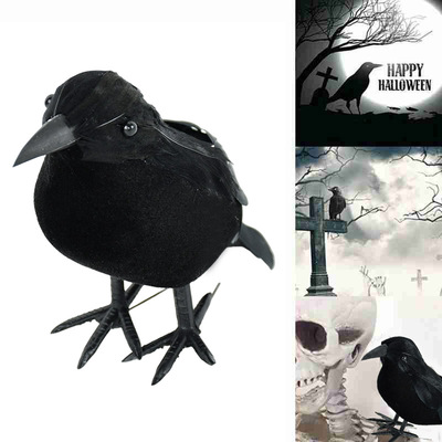 1pc Halloween Black Crow Model Simulation Fake Bird Animal S