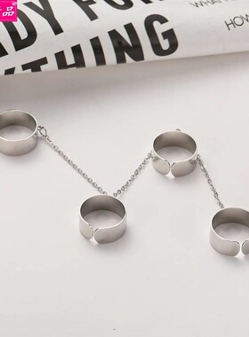 Hip hop Chain Punk Open joint Rings Index Finger Ring set潮