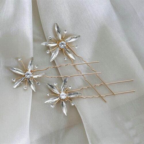Gorgeous Opal Crystal Bridal Hairpin Simple Rhinestones Flow
