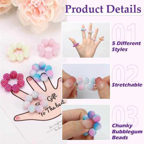 5 Pack Colored Fidget Ring Spiky Bead Sensory Finger Rings