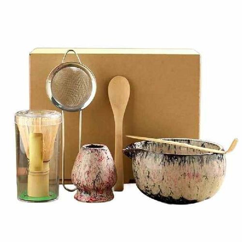 ABKO-Pink Japanese Matcha Tea Ceremony Set: 6 Items