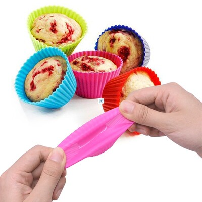 12pcs Silicone Cake Baking Molds Cupcake Molder Round Muffin