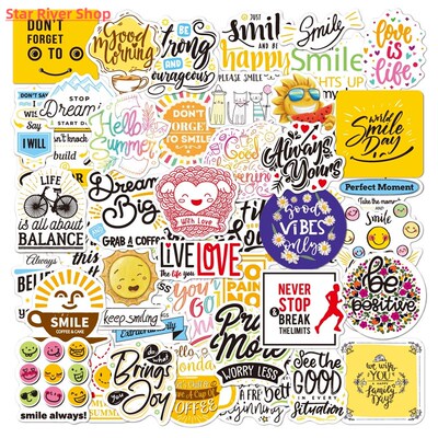 50pieces of English inspirational letter waterproof stickers