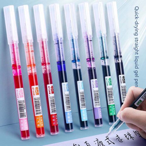 8 Colors Ink Straight liquid Gel Pen Set Colorful Liquid Rol