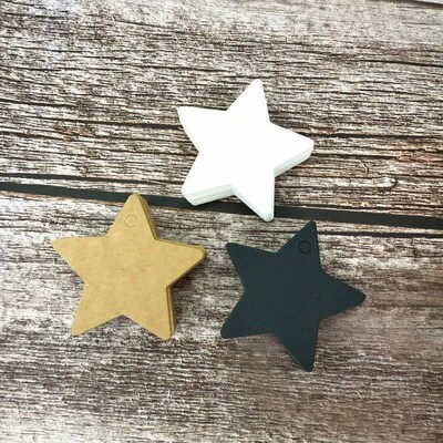 Five-pointed Star Kraft Paper Tags White Black Brown Label L