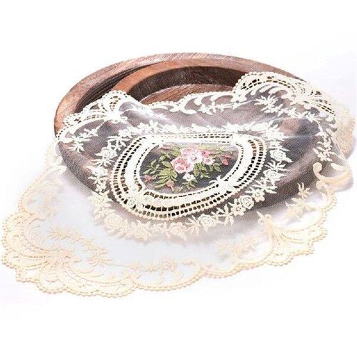 6Pcs Elegant Round Lace Tablecloth Embroidered Lace Doilies
