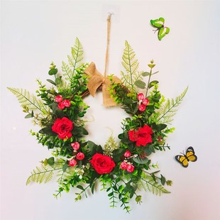 客厅电视背景墙面装饰品墙壁挂件花环卧室房间门上床头花朵小挂饰
