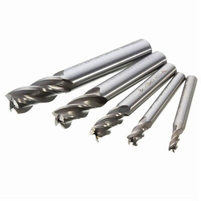Freeship 5pc/set Drill Bit HSS CNC Straight Shank 4 Flute En