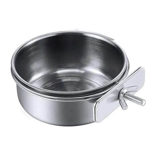 Rabbit Pet Food Dish Hamster Stainless Steel Clamp-on Water