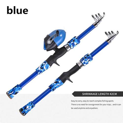 Portable telescopic camouflage childrens fishing rod with r