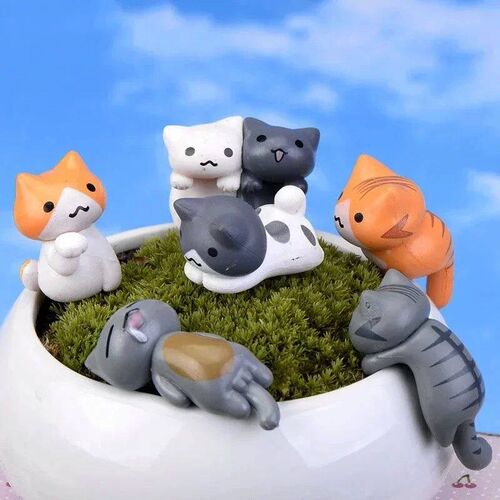6 Pcs/Set Cartoon Lucky Cat  Home Garden Bonsai Decorations