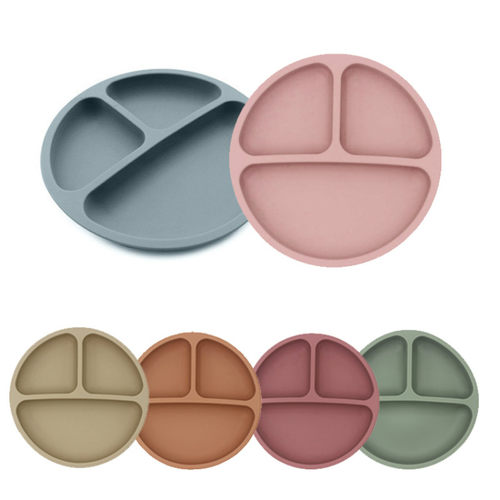 Baby Safe Silicone Dining Plate Solid Cute Cartoon Children