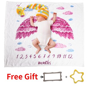 Flannel Baby Milestone Blanket Newborn Souvenirs Photography