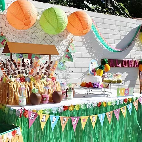 Luau Grass Table Skirt Tropical Hawaiian Hula Luau Party Dec