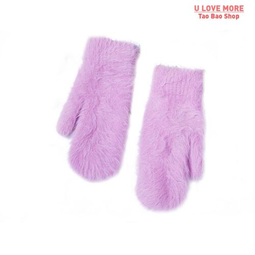 Female Elastic Full Fingers Gloves Cute Rabbit Wool Gloves W