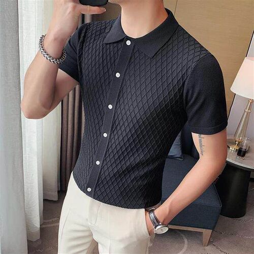 Men Knitwear  New Design Summer Short Sleeve Thin Fashion Bl