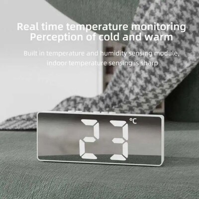 LED Electronic Mirror Alarm Clock Digital Clock Sound Contro