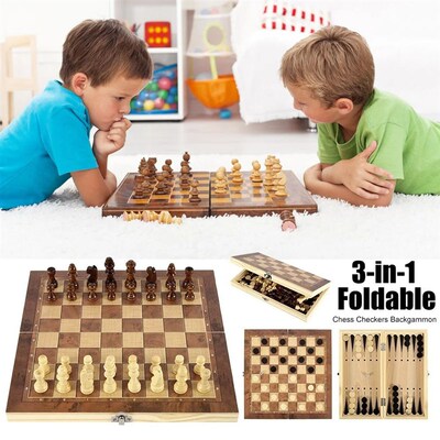 3 in 1 Chess Game Board Folding Chess Set Backgammon Checker