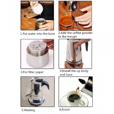 Stainless Moka Coffee Maker Pot Percolator+Electric stove