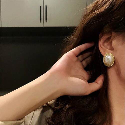 Imitation Pearl Zircon Retro Elegant Irregular Oval Square H