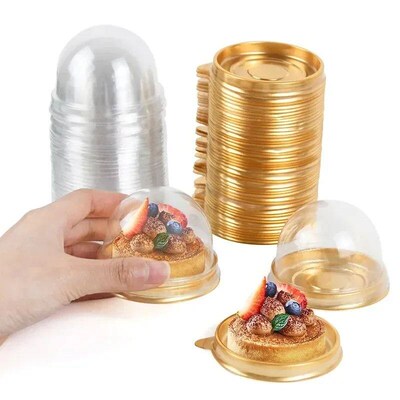 50pcs Mini Muffin Cake Box Container Trays Transparent Moonc