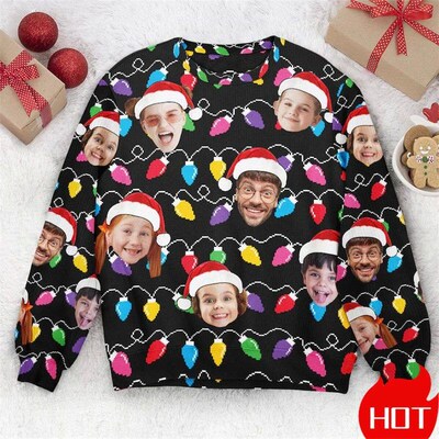 Customized Photos Ugly Christmas Sweater Unisex Personalized
