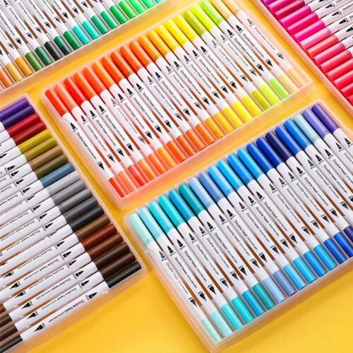 Dual Tip Marker Pen 12/24/36/48/60 Watercolor Brush Pen Lett
