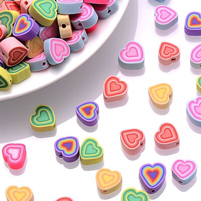3050pcs Colorful Melaleuca Heart Shape Clay Beads Polymer C