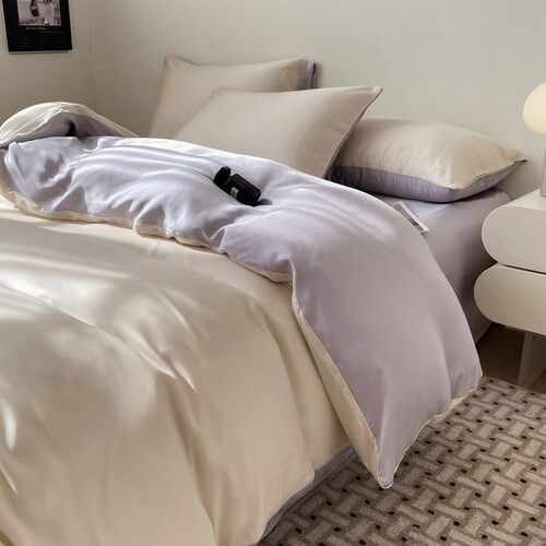 Summer solid color ice silk 4piece bed sheets duvet covers