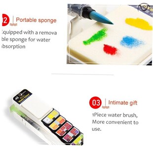 42 Solid Watercolor Paint Set With Water Brush Pen Foldable1