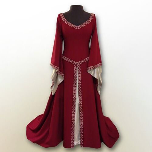 Womens Medieval Renaissance Vintage Long Dress Celtic Queen