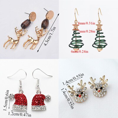 New ndy Statement Christmas e Earrings For Women Santa Claus