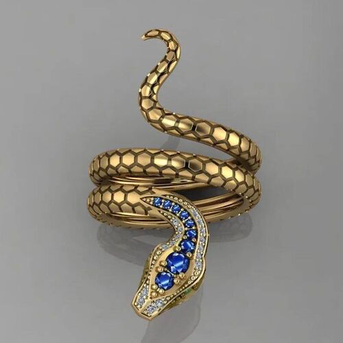 Huitan New Punk Coiled Snake Rings for Women Multicolor CZ S