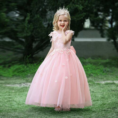 New Childrens Dress Princess Dress Embroidered Backless Big