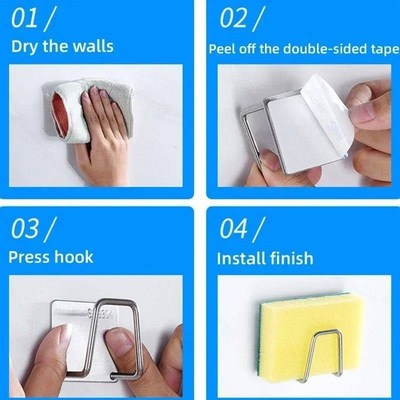 1/5Pcs Kitchen Sponges Holder Stainless Steel Sink Sponges D