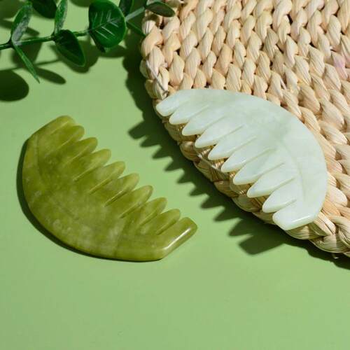 Natural Jade Guasha Face Scraper Head Massage Comb Gua Sha S