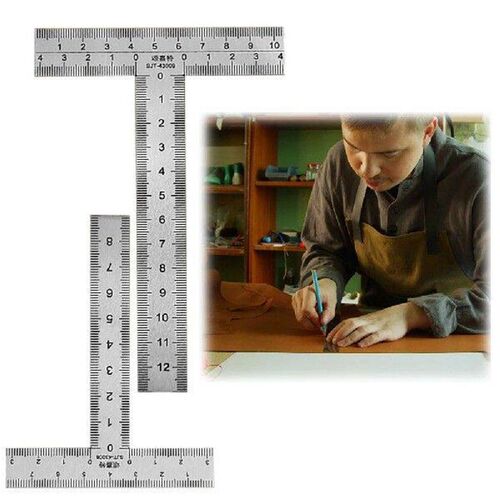 2Pcs Building Tools Square Ruler Stainless Steel T Square
