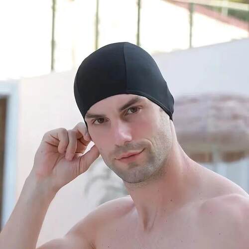 1pc Nylon Swim Cap for Men and Women Waterproof Elastic Swim