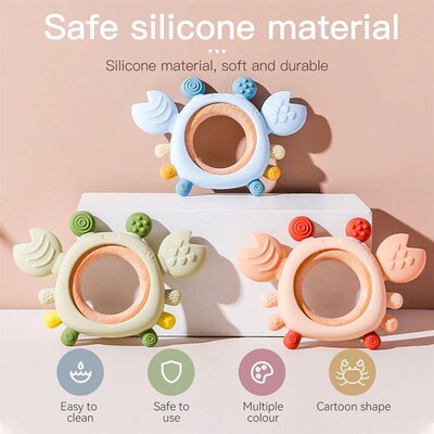 Silicone Baby Teether Baby Toys 0 to 6 Months BPA Free chewi