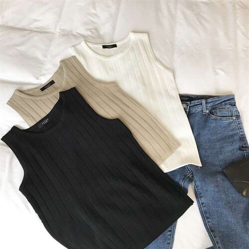 Summer Slim-fit Slimming Sleeveless Top Sling Crewneck Knitt