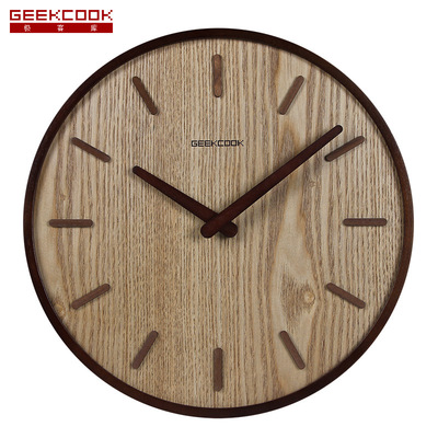 14 inch stereo wooden silent wall clock Norwegian forest sca