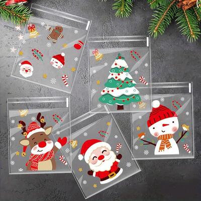 Christmas Treat Bags Self Sealing Candy Cookie Pouches