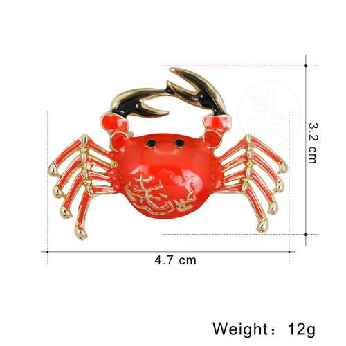 。Brooch fashion personality red oil dripping crab Brooch ve